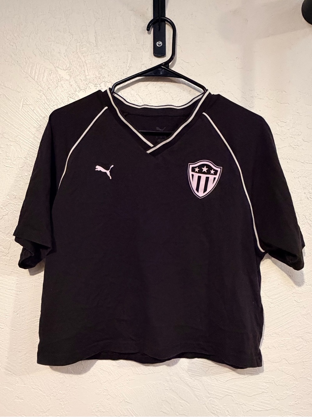 Puma Black Short-Sleeve Athletic crop Top